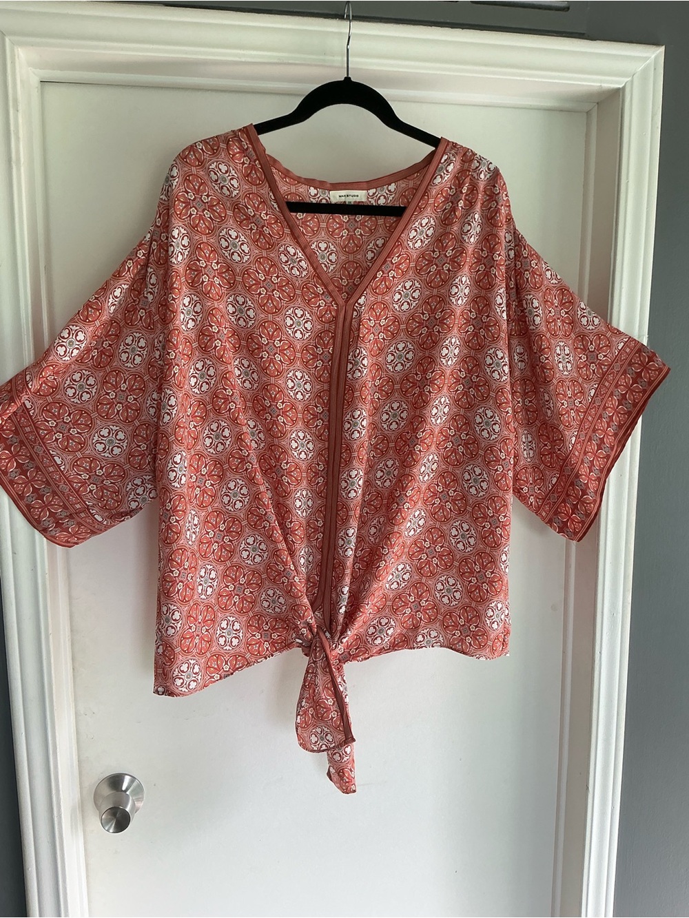 Max Studio Coral Printed Tie-Front Top Women’s plus size 3X